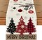 Red Pine Trees Merry Christmas Table Runner, Winter Xmas Holiday Kitchen Dining Table Decoration for Home Party Decor 13x72 Inch